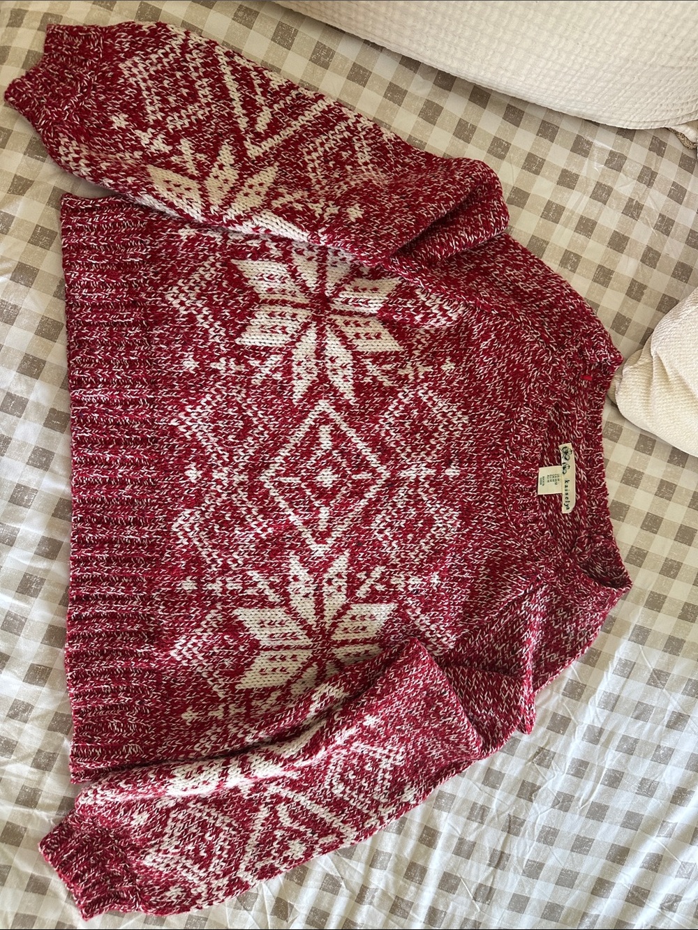 Kaisely Red and Cream Snowflake Crewneck Sweater